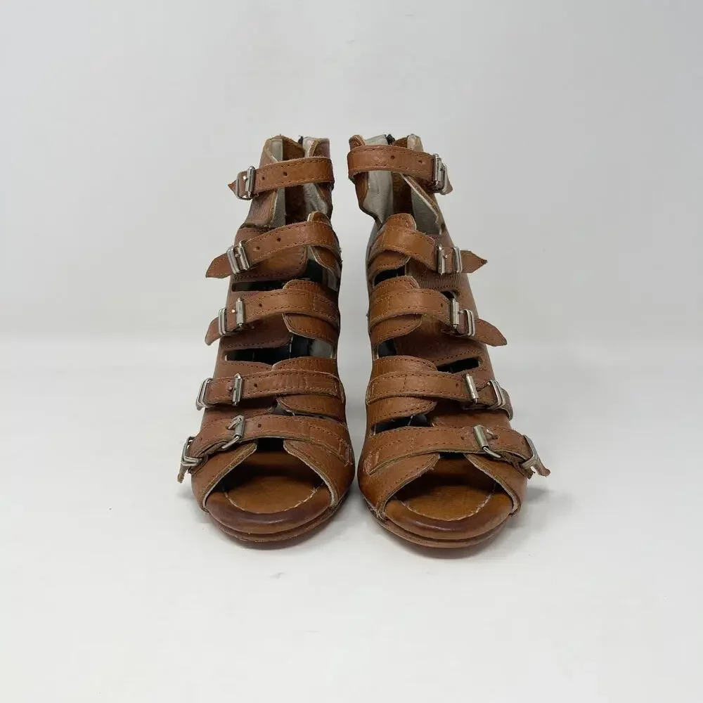 Freebird Steven Topaz Gladiator‎ Sandal Womens 7 Brown Leather Heel Boho Western